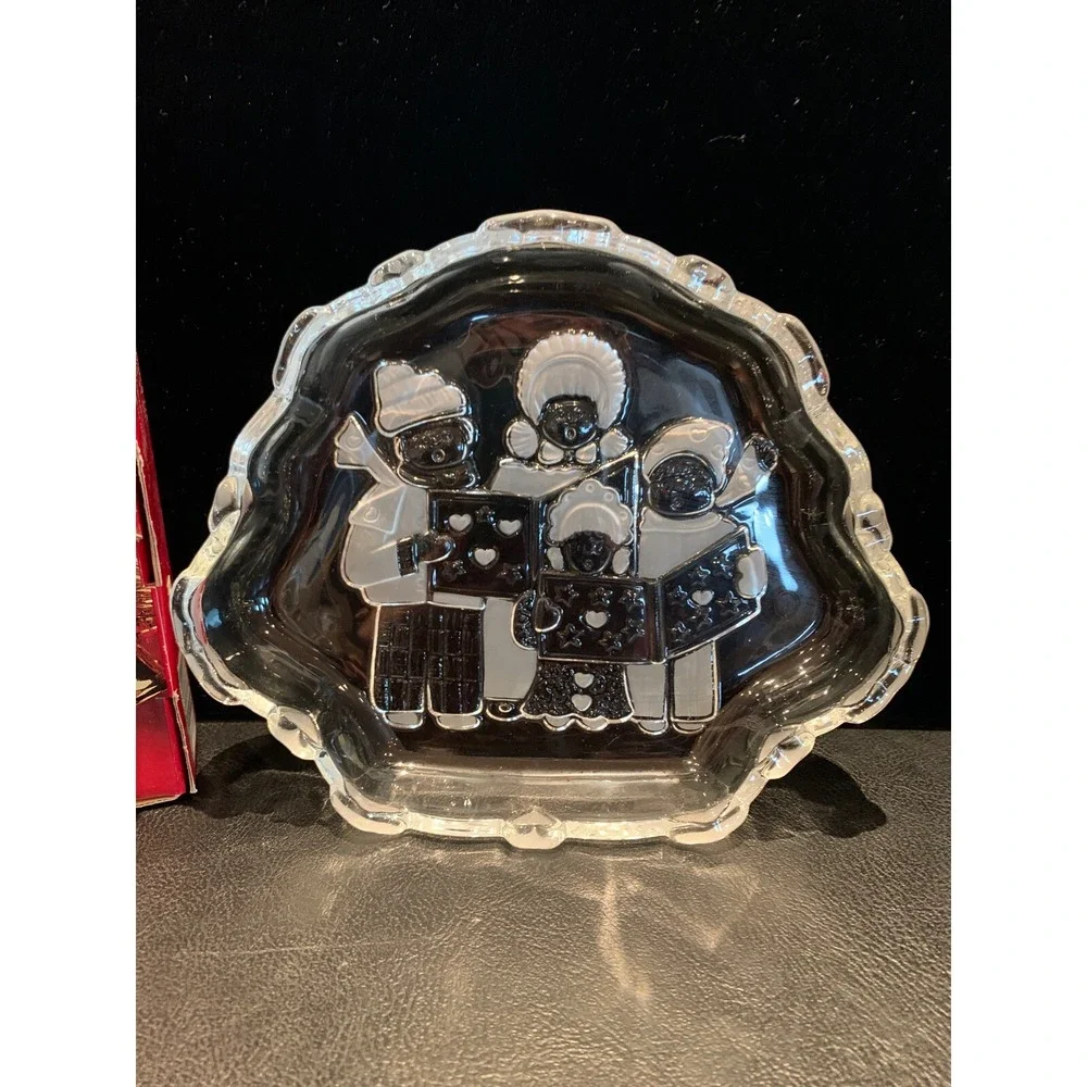 Vintage Mikasa Crystal Christmas Carolers Singing Sweet‎ Candy Dish Germany